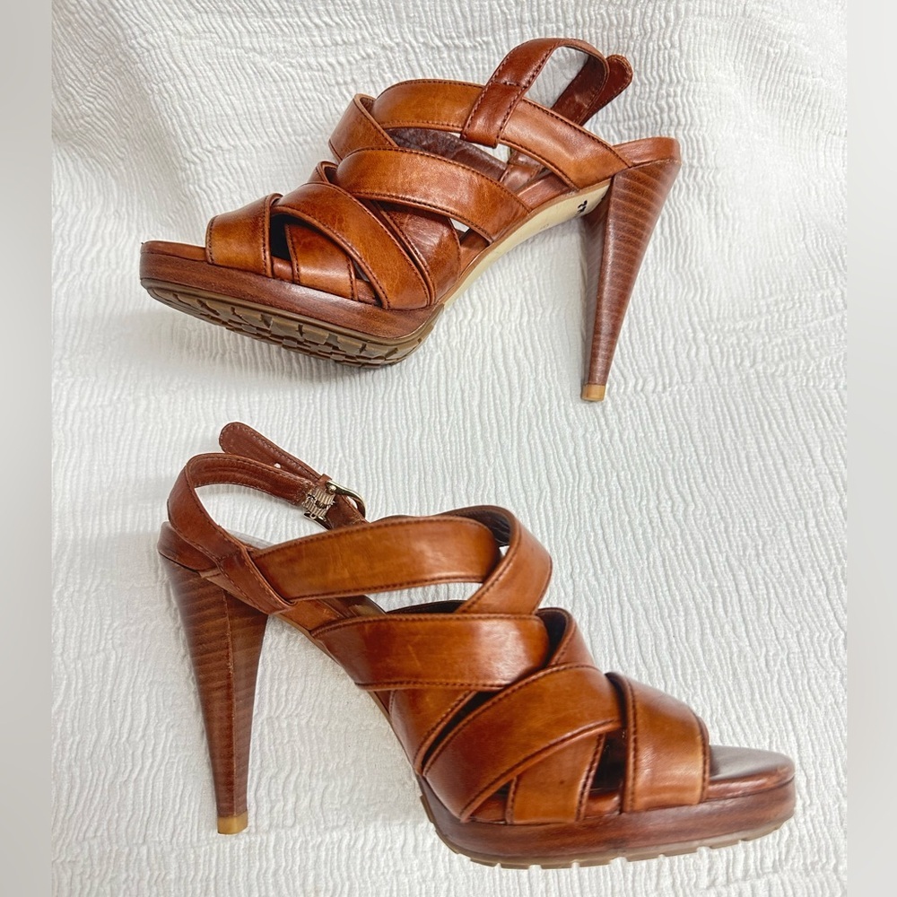 Cole Haan Women Brown High Heels US 5.5 Cognac Strappy Air - Picture 1 of 8